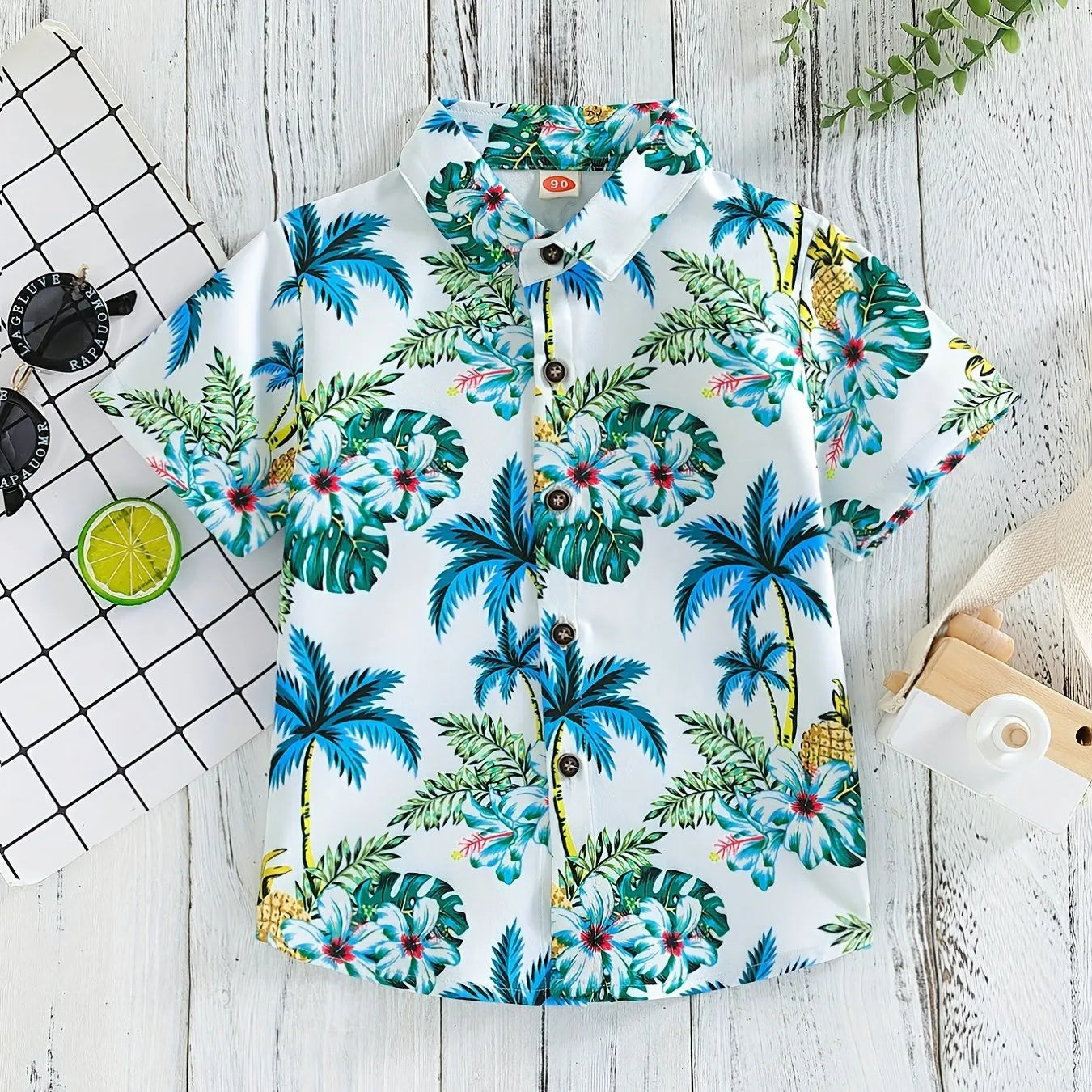 Children Boys Summer Top Shirts Stylish Floral And Leaf Casual Breathable Children's Blouse Perfect for Beach Summer Vacation