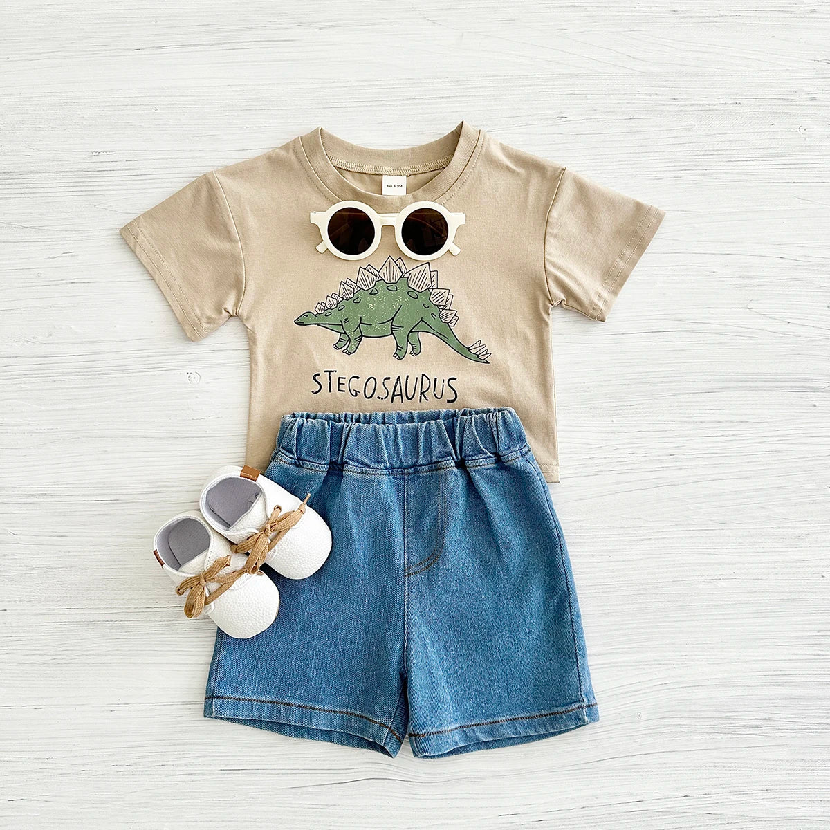 New Set Summer Baby Boy Clothes Cartoon Cotton T-shirt Short Sleeved+shorts Dinosaur Print Girl Clothes 0-3 Years Child Newborn