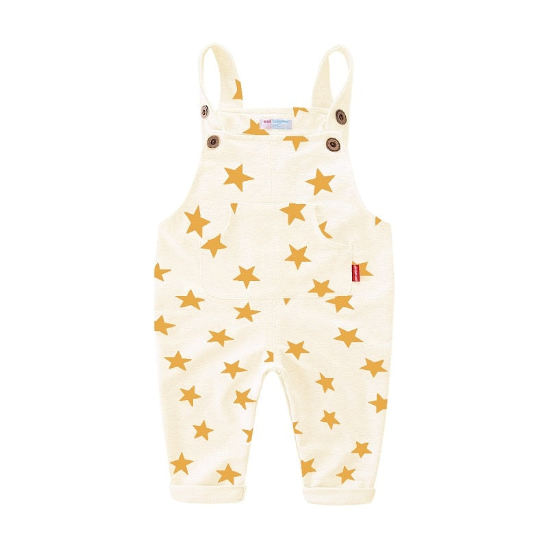 Mudkingdom Little Boy Girl Overalls Pants Cotton Stars Letter Children Bib Overall Trousers Kids Clothes Spring Autumn Clothing